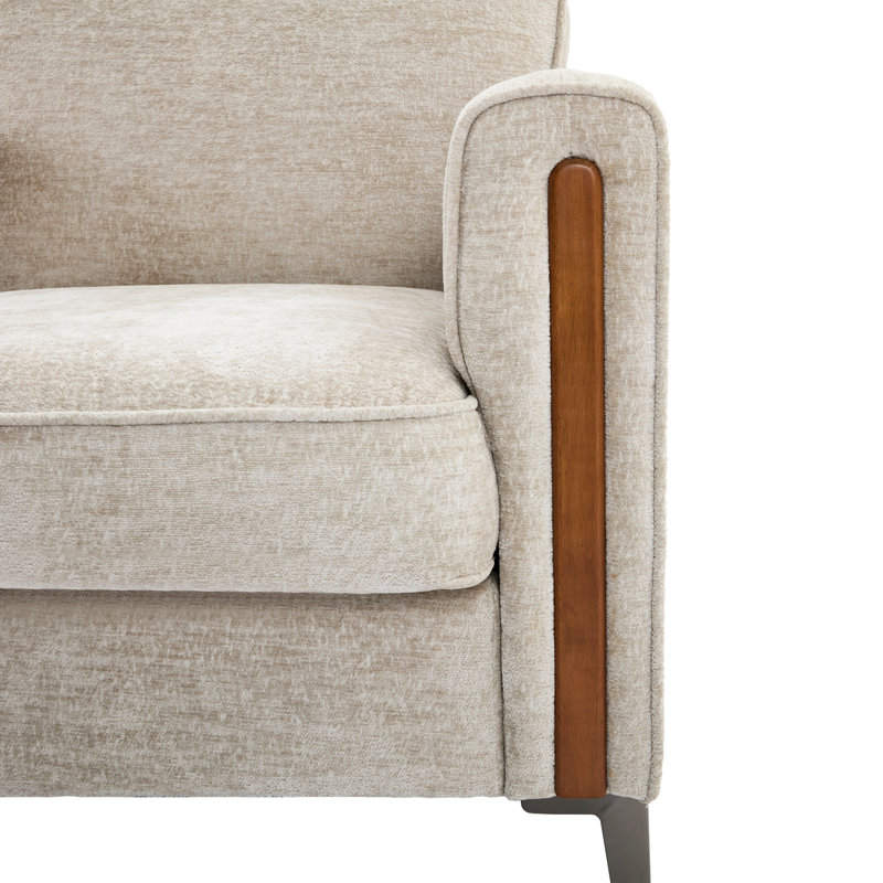 Fauteuil d'appoint rembourré en chenille Roshea, Chenille brun clair