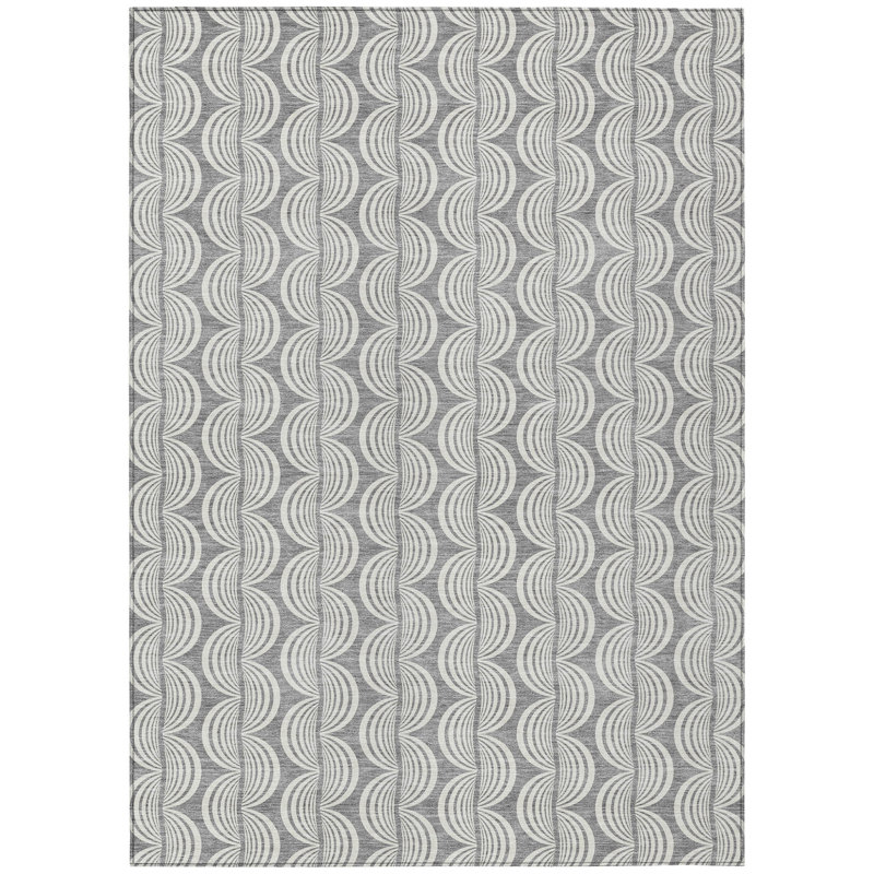 Gray 3' x 5' Washable Synthetic Indoor/Outdoor Rug