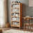 Solid Wood Bookcase with Glass Doors, Multipurpose Wine Storage Cabinet-79003451-79003430