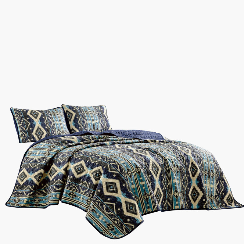 Ensemble de courtepointe en microfibre 3 pièces Southwestern Aztec, King