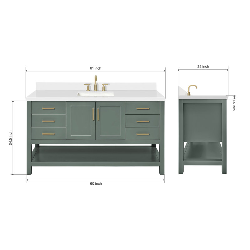 Magnolia Bath Vanity Rectangular Basin S061SWQ, Vintage Green, Rectangular