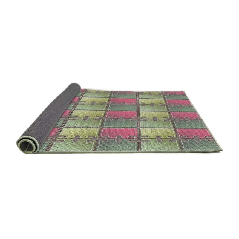 Tapis rose/vert à motifs, Rond 4 pi