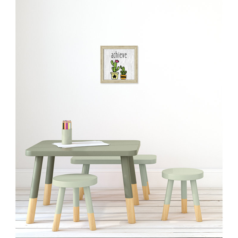 Impression sur papier Cacti C, Cadre plat beige, H 12 po x l 12 po x P 0,6 po