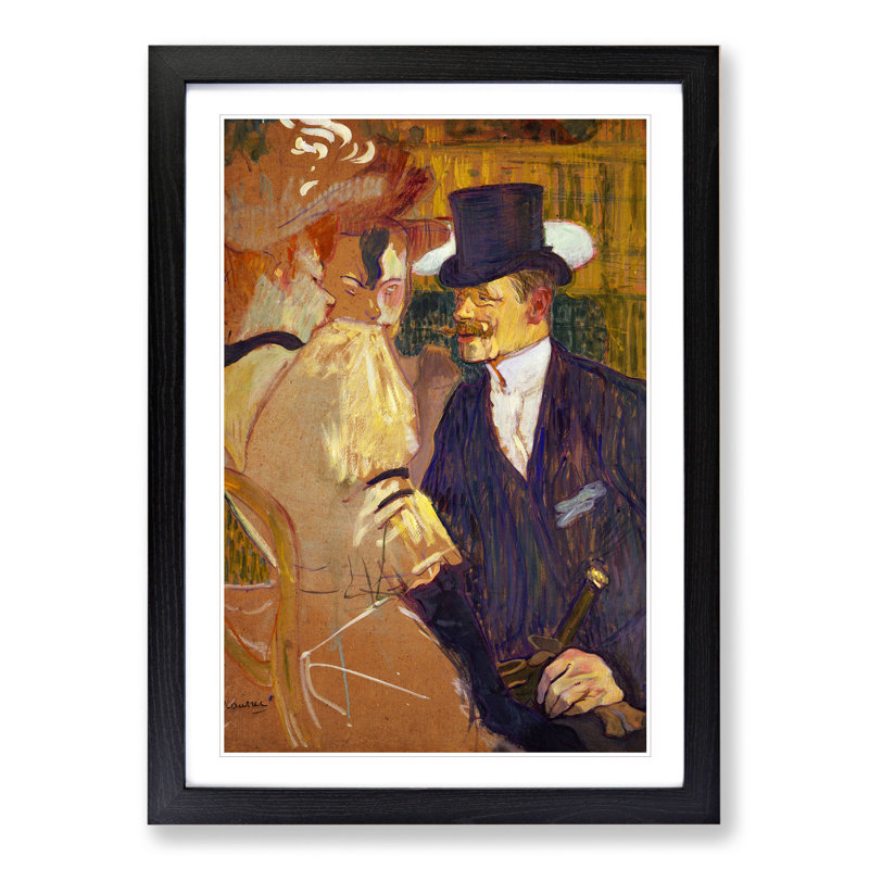 Englishman at the Cabaret Vol.1 by Henri de Toulouse-Lautrec - Picture Frame Painting, 48cm H x 36cm W x 2cm D, Black Framed