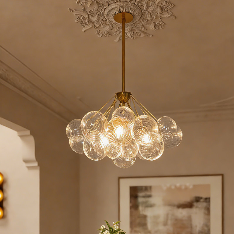3 - Light Dimmable Glass Bubble Chandeliers