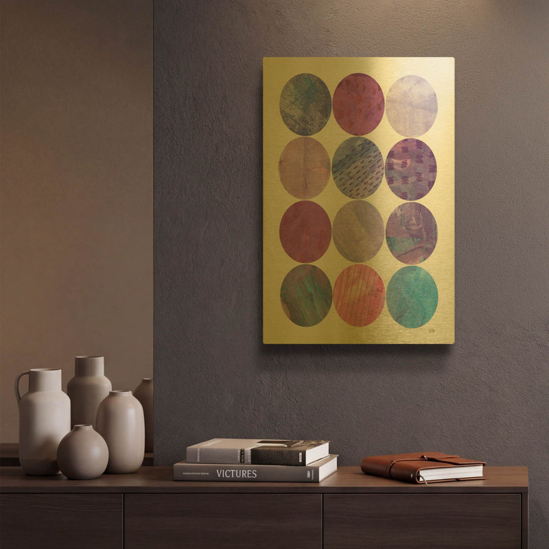 «Kitchen Garden Dots 2» par Melissa Averinos, art mural en métal doré, 12 po x 16 po, 12 po x 16 po
