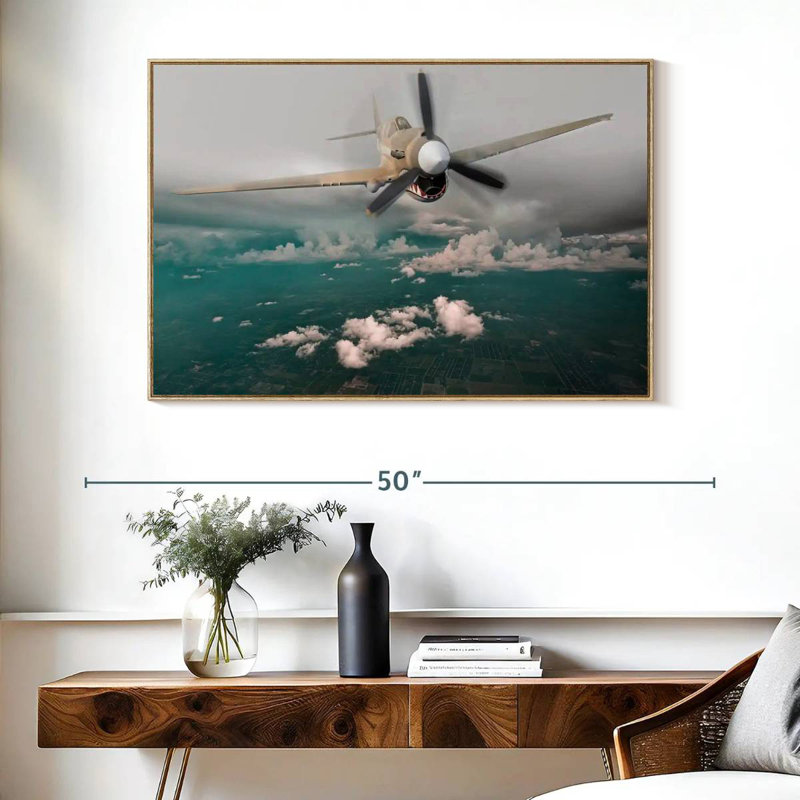 Avion Curtiss P 40 Warhawk, Cadre flottant en bois naturel, 40 po x 27 po