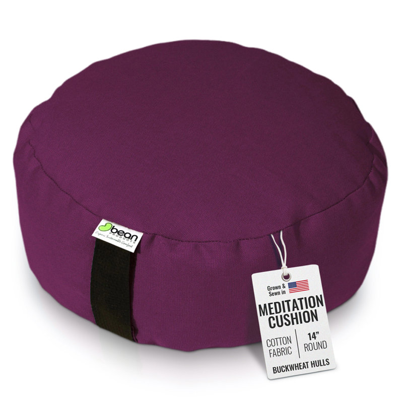Zafu Meditation Pillow - Cotton Yoga Pillow for Sitting on Floor with Organic Buckwheat Fill, Zen Kneeling Prayer Pad - Round or Oval