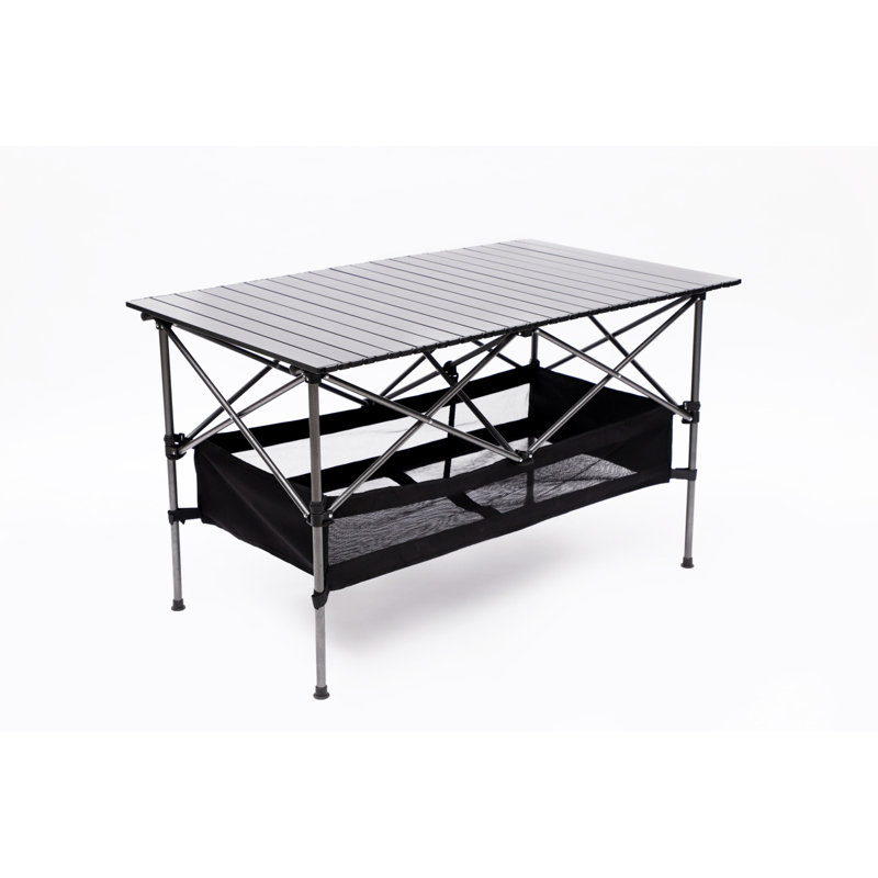 Table d'extérieur pliante 1 pièce avec sac de transport, table rectangulaire à enroulement en aluminium
