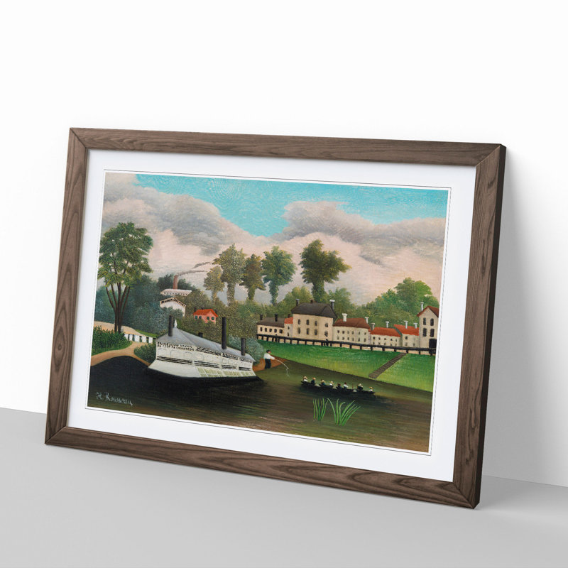 The Laundry Boat by Henri Rousseau - Picture Frame Painting, Walnut, 27cm H x 36cm W x 2cm D