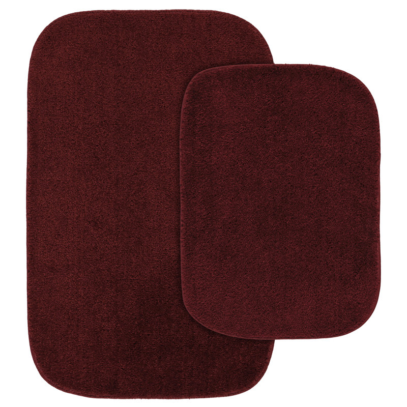 Mccluney Traditional Nylon 2 Piece Bath Rug Set with Non-Slip Backing, Chili Pepper Red