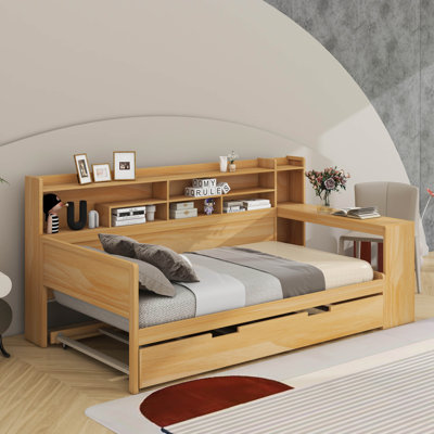 Daybed With Trundle Bed And Study Desk by Lark Manor