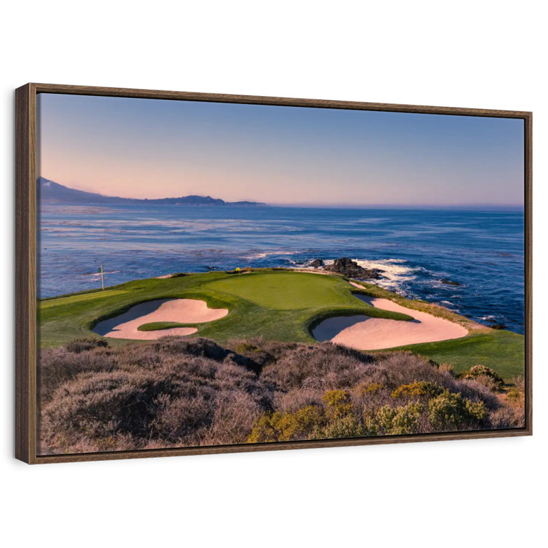Pebble Beach Golf Club, 37 po x 25 po, Cadre flottant noyer