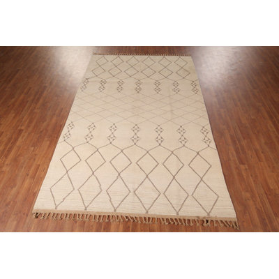 All-Over Trellis Ivory Moroccan Living Room Rug 7x11