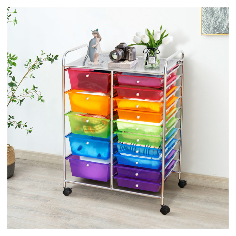 15-Drawer Utility Rolling Organizer Cart Multi-Use Storage