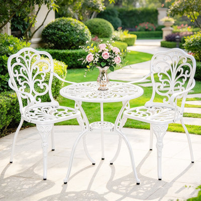 Ensemble 3 pièces de table de bistro et chaises d'extérieur avec trou pour parasol