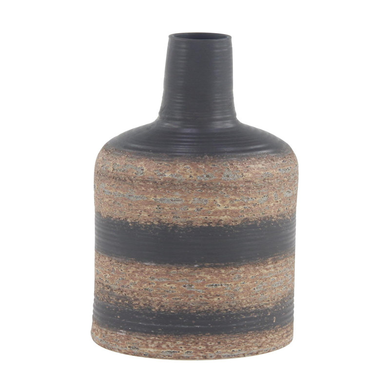 Vase en grès en forme de bouteille 18 x 6 pouces Traditional