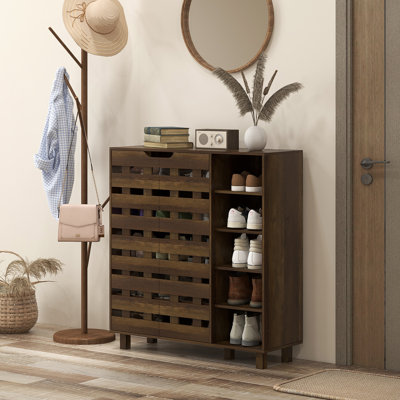 Armoire à chaussures avec armoire à 5 niveaux et 5 tablettes ouvertes