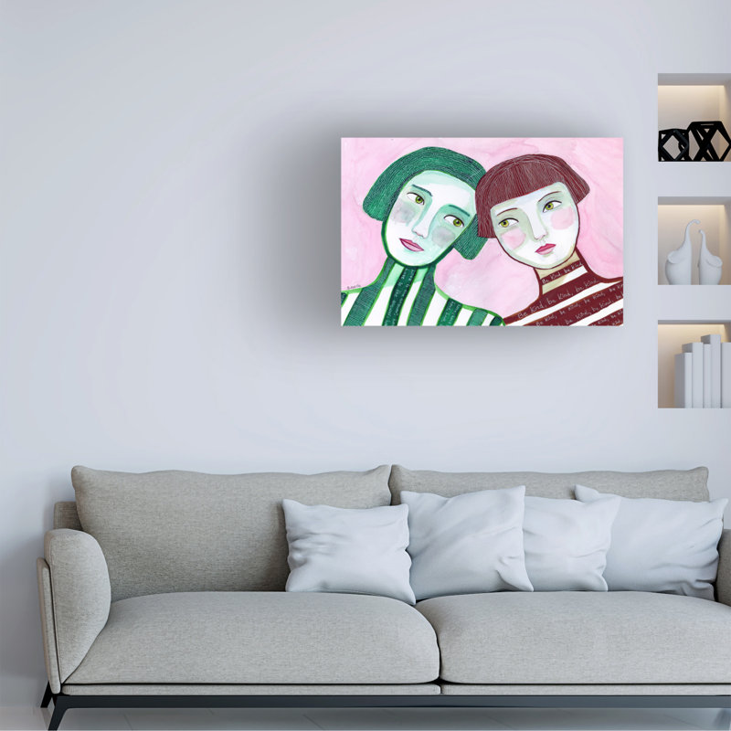 Art sur toile «Bachelor Sharyn Bursic Best Friends», H 12 po x l 19 po, Blanc