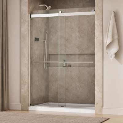 Levity Plus Less Sliding Shower Door, 81-5/8" H x 56-5/8 - 59-5/8" W, With 3/8" Thick Crystal Clear Glass