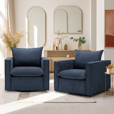 34.2" Wide Upholstered Swivel Accent Armchair
