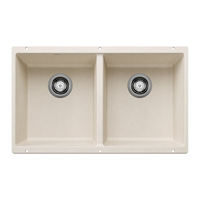 Precis SILGRANIT 29" 50/50 Double Bowl Undermount Kitchen Sink - Truffle