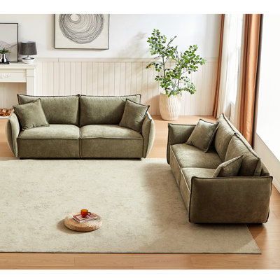 3 + Apartment , Modern Fabric Upholstery, Solid Wooden Frame With 4 Pillows, Spacious And Cozy Living Room , Chenille Stylish