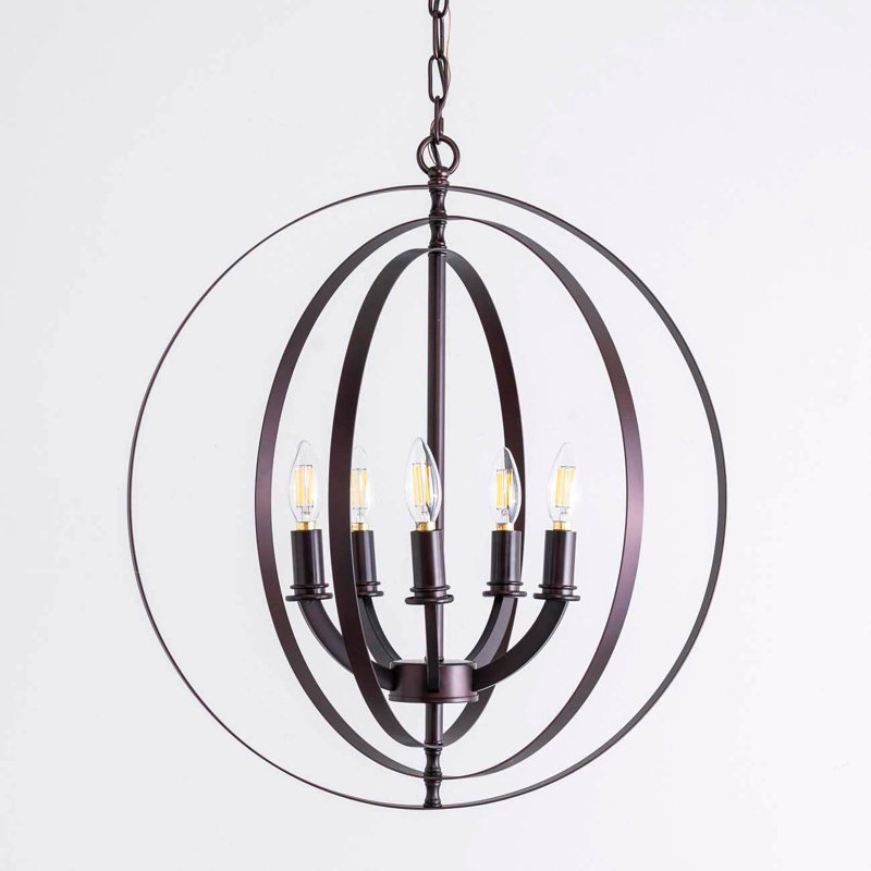 Lustre lanterne à 5 lumières Condurso, Bronze huilé
