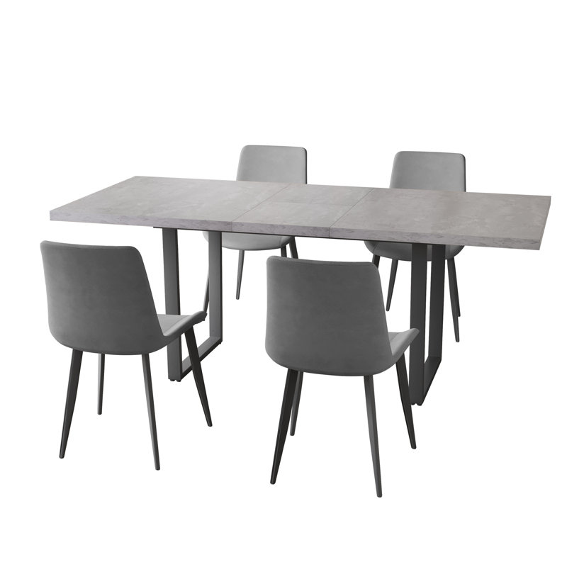 Ensemble de salle à manger Kloc Modern Kitchen, table de salle à manger extensible avec chaises rembourrées, Gris