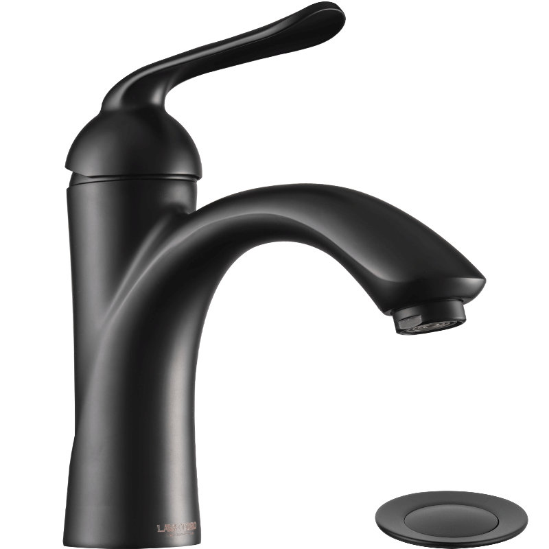 Single-Hole Single-handle Bathroom Faucet with Drain Assembly, Matte Black