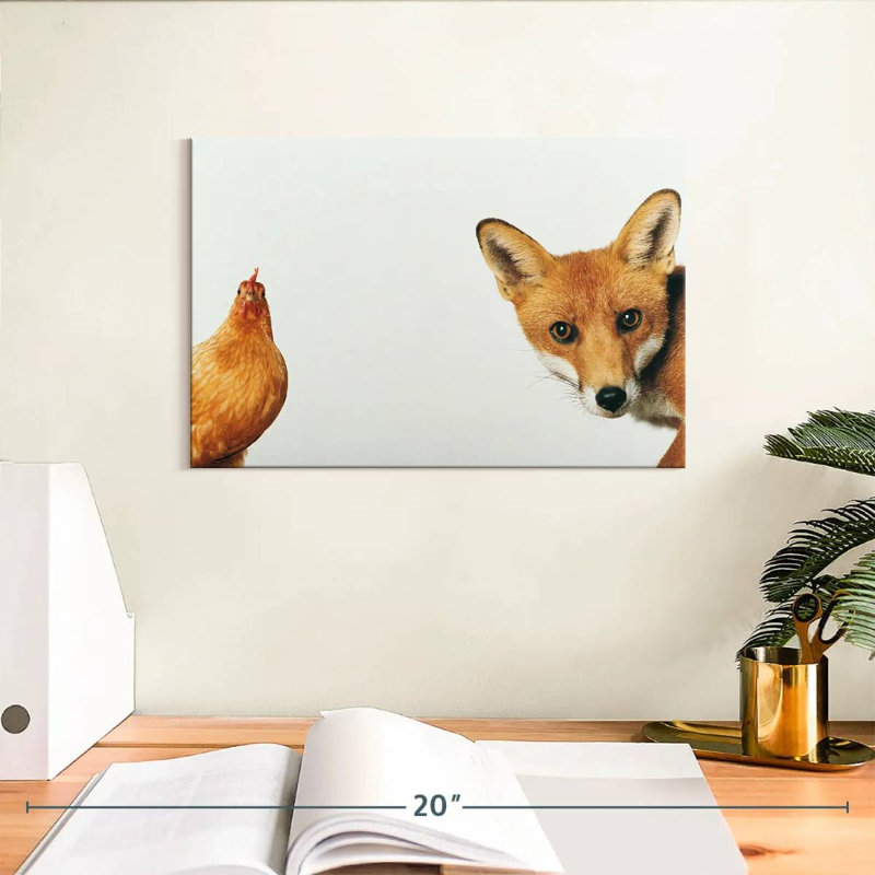 Brampt Chicken And Fox, 8" H x 12" W