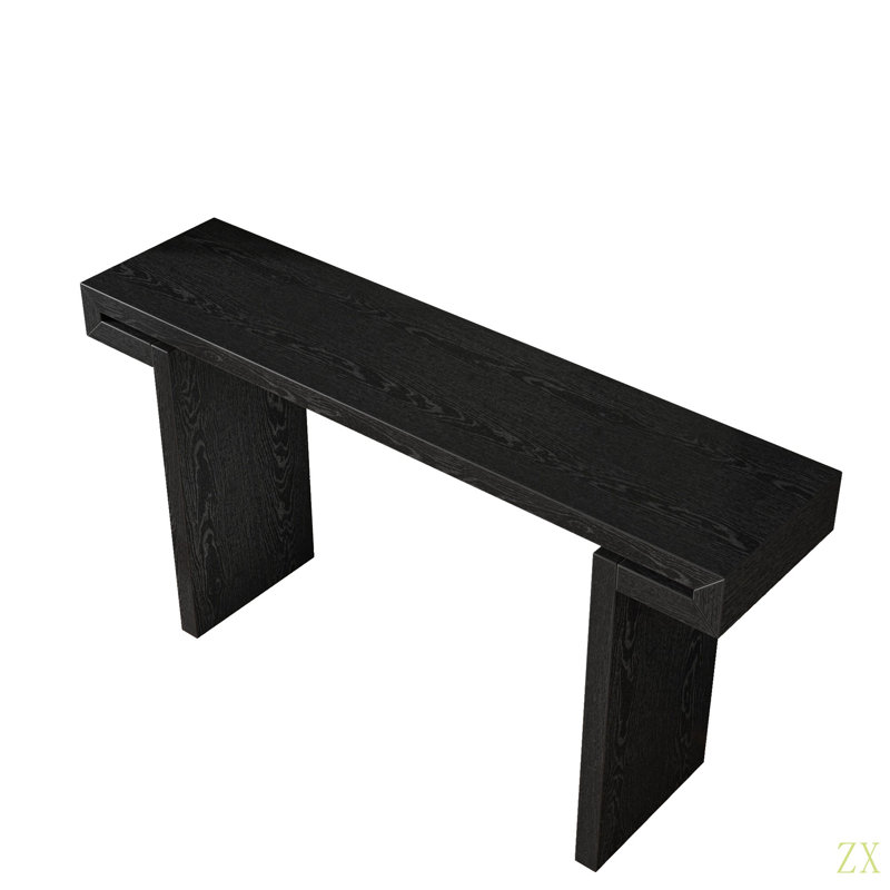 60 Inches Farmhouse Console Table , Distressed Wood Finish Entryway Sofa Side Table For Living Room, Hallway, Black