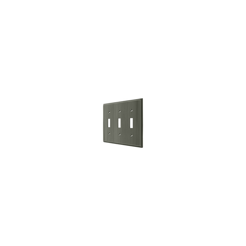 Deltana SWP4763U26 Switch Plate, Triple Standard in Polished Chrome, Antique Nickel
