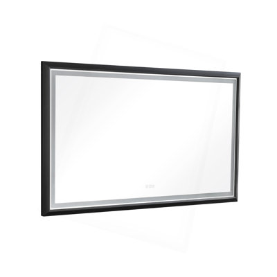 72 X 48 Inch LED Bathroom Mirror With Aluminum Frame, Wall Mounted Vanity Mirror, Anti-Fog, Memory, 3 Colors, Stepless Dimmable