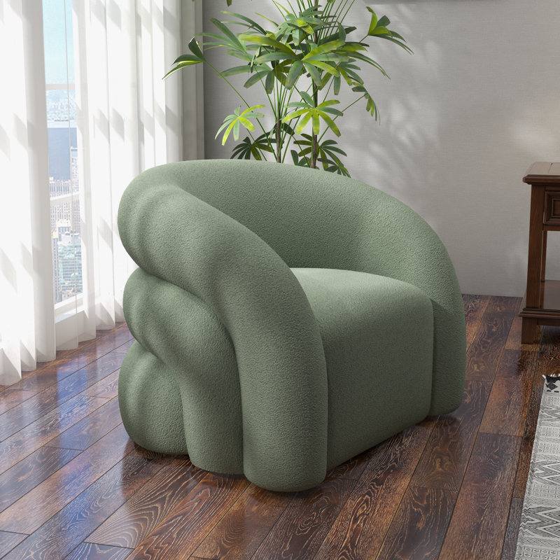 Upholstered Swivel Barrel Chair, Green