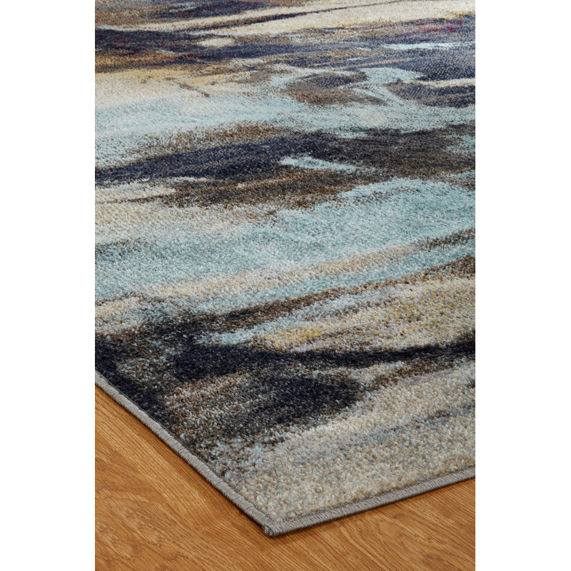 Stehouse Abstract Area Rug in Earth/Sky, Rectangle 4' x 6'