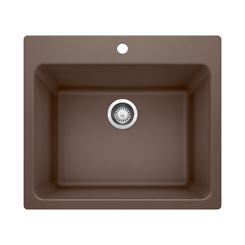 Liven Silgranit 25" Single Bowl Dual Mount Laundry Sink - Café, Café Brown