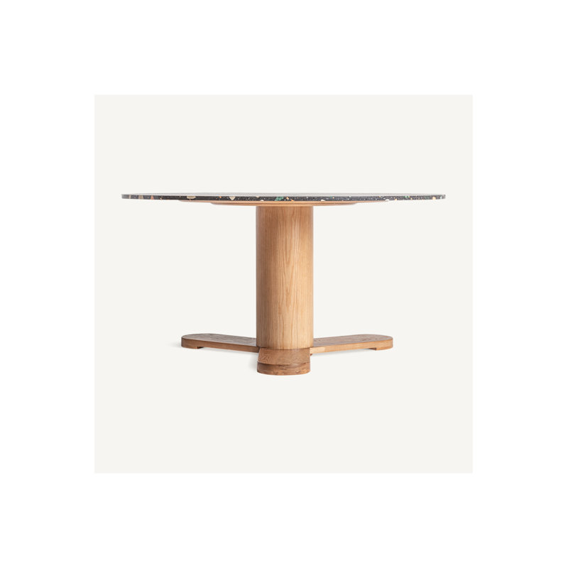 Round Solid Wood Base Dining Table