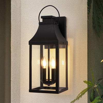 20'' Outdoor Wall Light, 1-Light Modern Black Exterior Wall Sconce Lantern, Weatherproof Porch Light Fixture For House, Garage, Patio, Entryway (Bulbs Not Included)