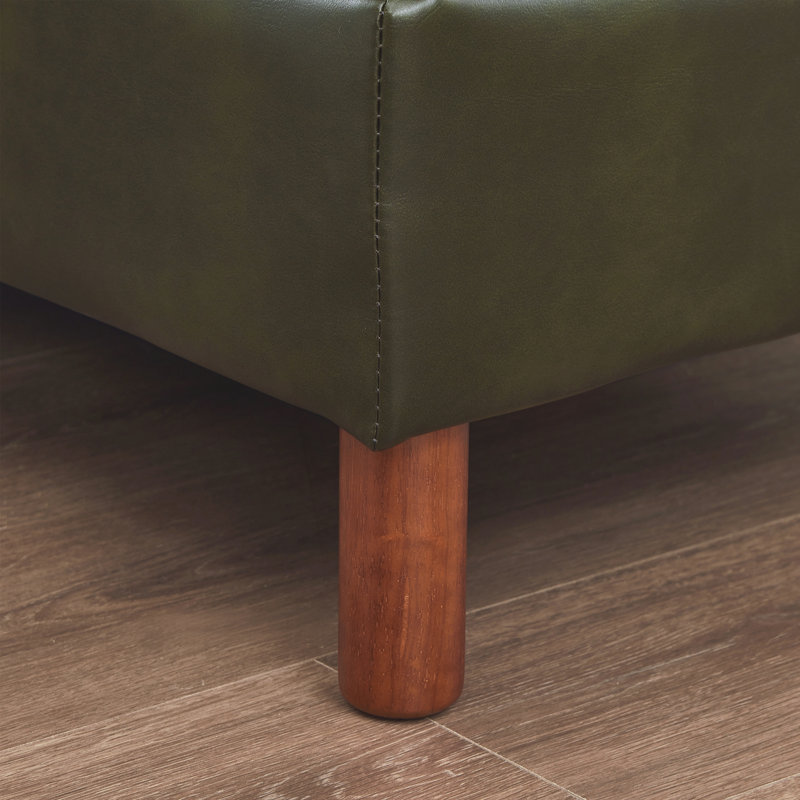 Canapé d'angle de 120 pouces avec deux poufs de rangement amovibles, Dark Green Faux Leather