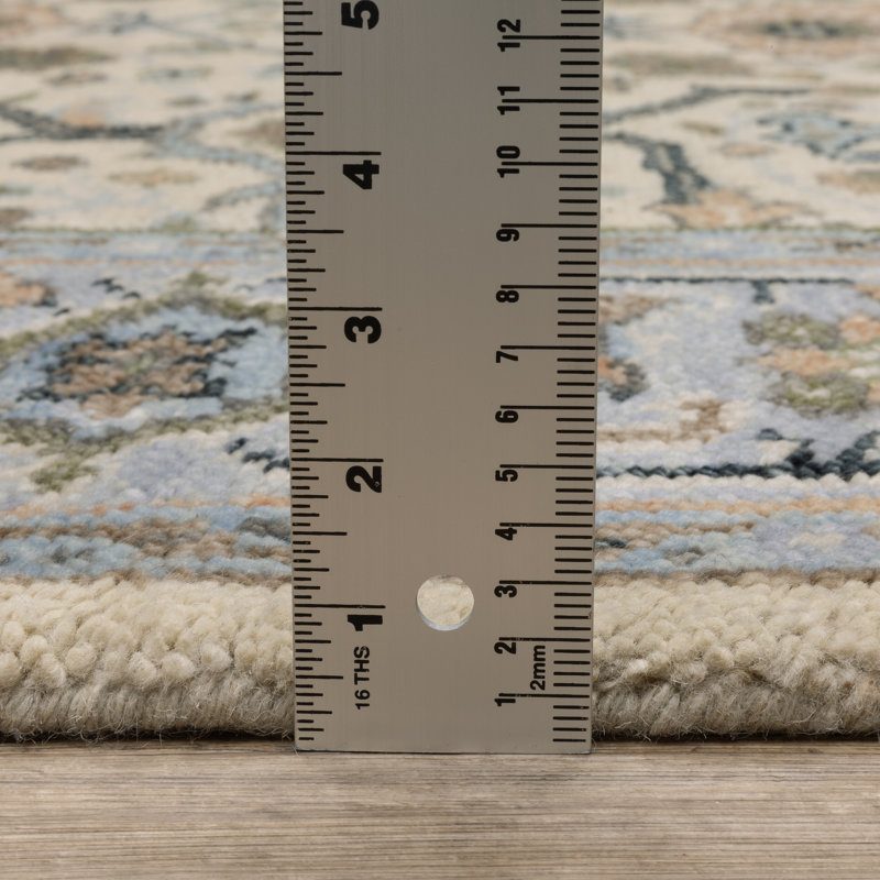 Gowen Traditional Oriental Ivory/ Light Blue Area Rug, Rectangle 8' x 10'