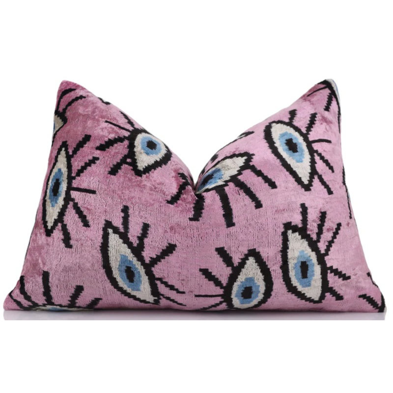 Coussin lombaire luxueux en soie de luxe avec charme bohémien