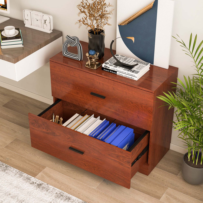 Bertenshaw 35.5'' Wide 2 -Drawer File Cabinet, Walnut