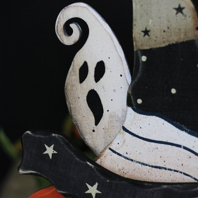 Décoration d'Halloween citrouille debout en bois, H 13 po x l 6,5 po x P 0,75 po