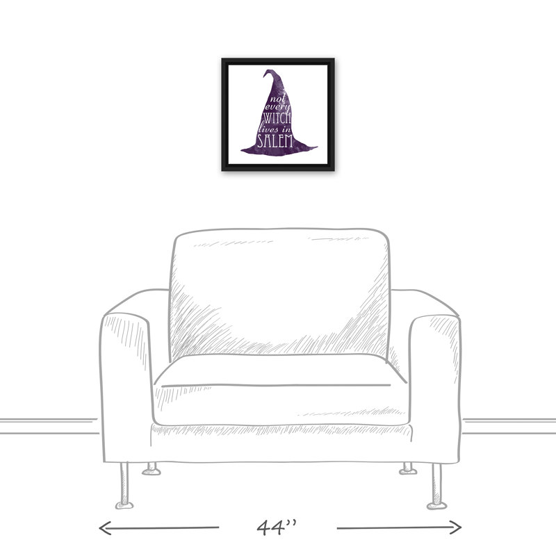 «Not Every Witch Lives in Salem», reproduction d'art textuel sur toile, H 13,75 po x l 13,75 po, Cadre noir