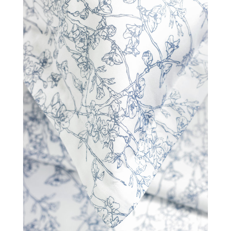 Predmore Floral Duvet Cover, Twin Duvet Set + 1 Sham, Dusty Blue
