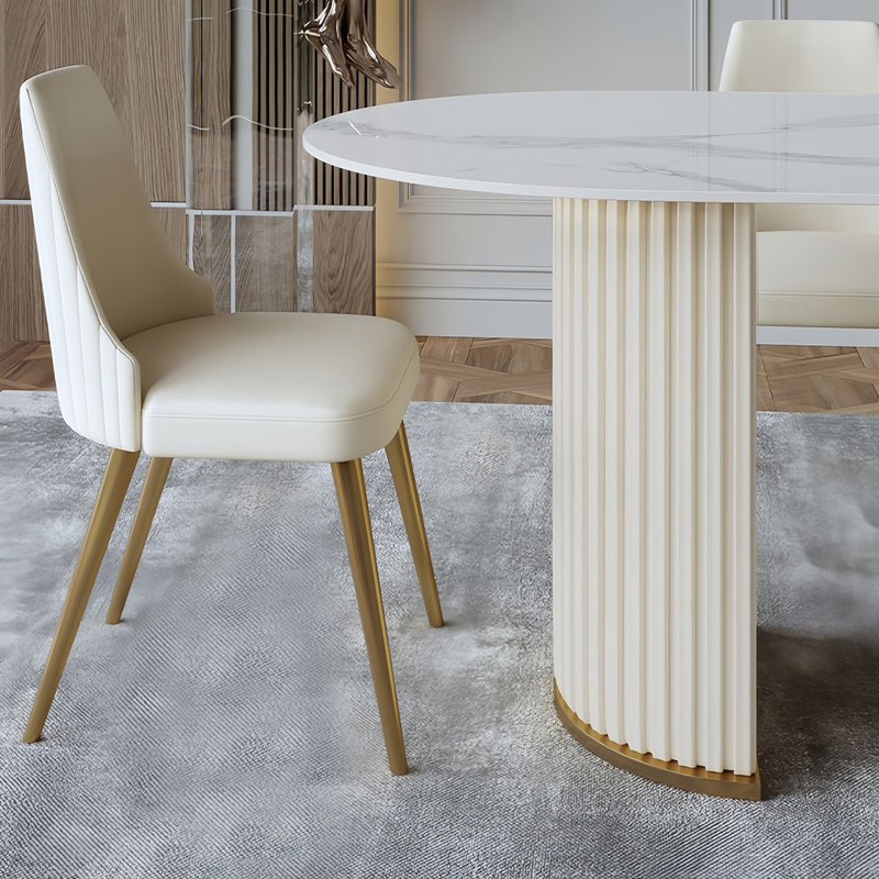 Simple Rectangular Rock Slab Dining Table Sets, 29.5"H x 70.8"L x 35.4"W