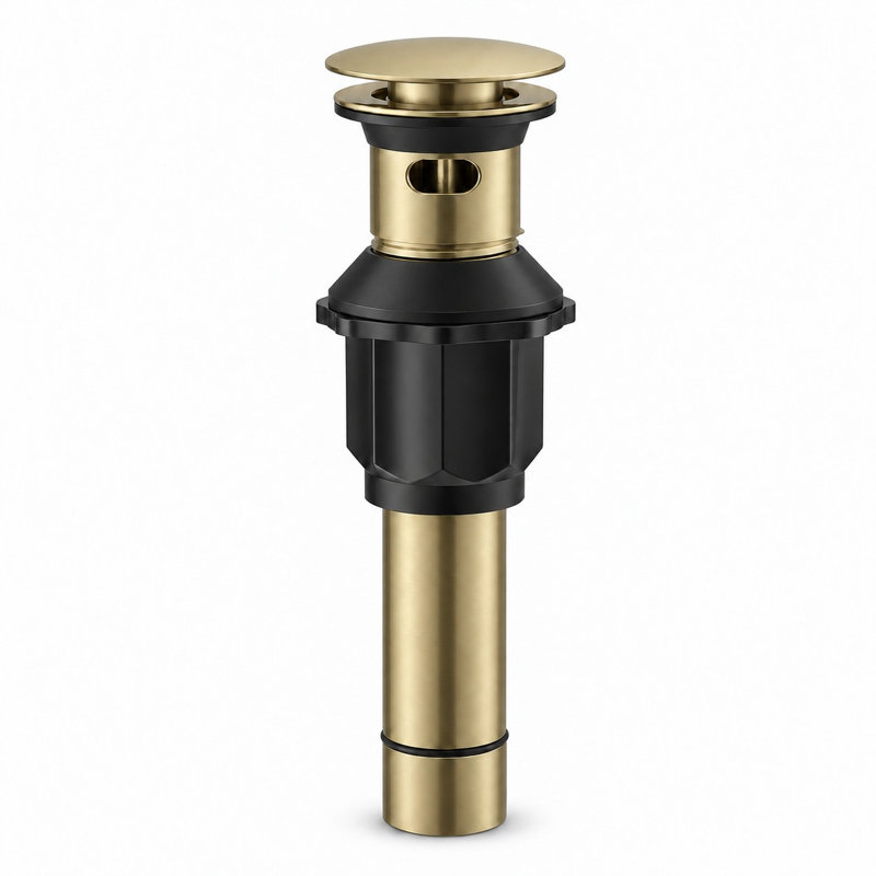 Bathroom Sink Pop-Up Drain With Overflow, Brushed Gold