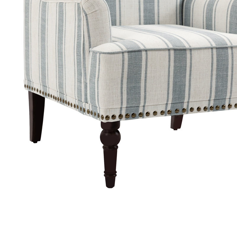 Fauteuil Iliana, Lin rayé bleu