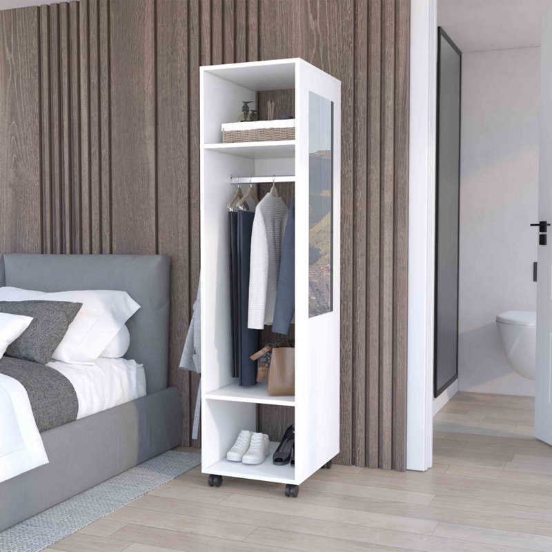 Armoire haute avec miroir 63 po Jerit, Naturel